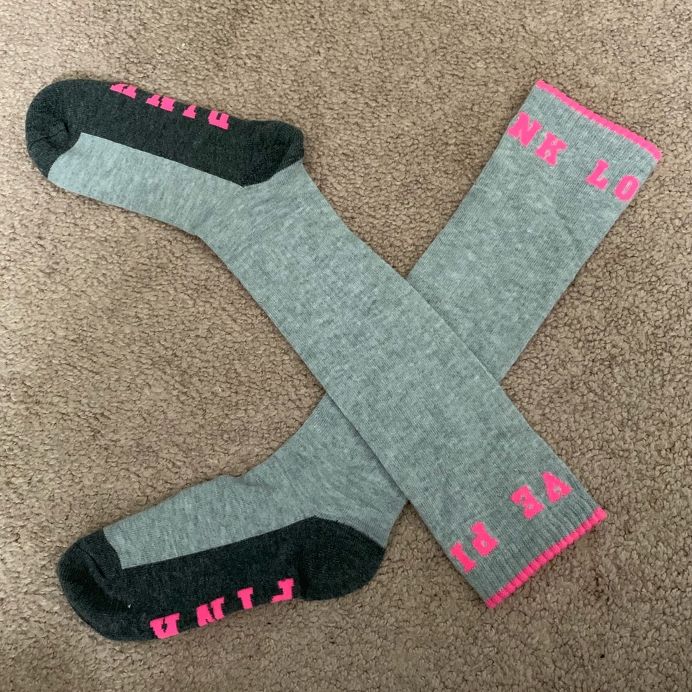 (3/$20 or 2/$15) Grey PINK Knee High Socks